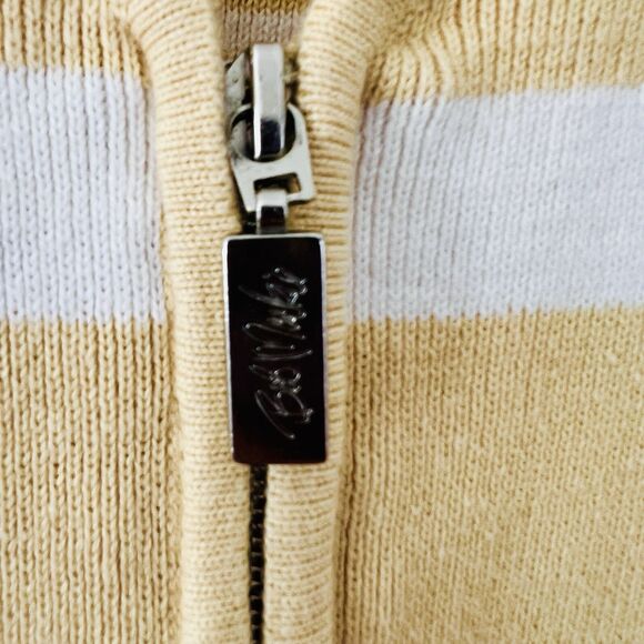 Bob Mackie Wearable Art Soft Yellow & White Stripe Zip Cardigan Sweater Plus 2X - Picture 5 of 10